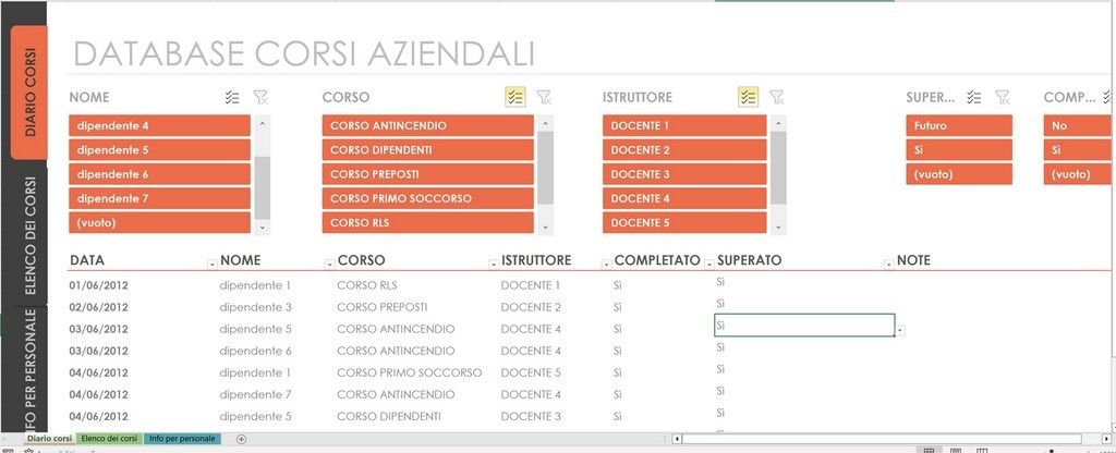 REGISTRO FORMAZIONE DIPENDENTI excel