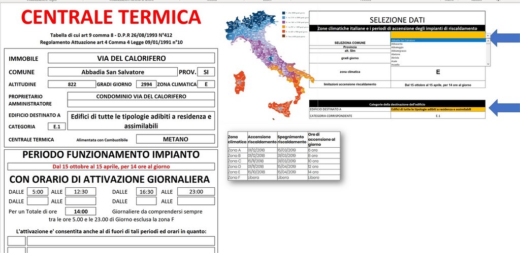 Cartello Centrale Termica Editabile In Excel