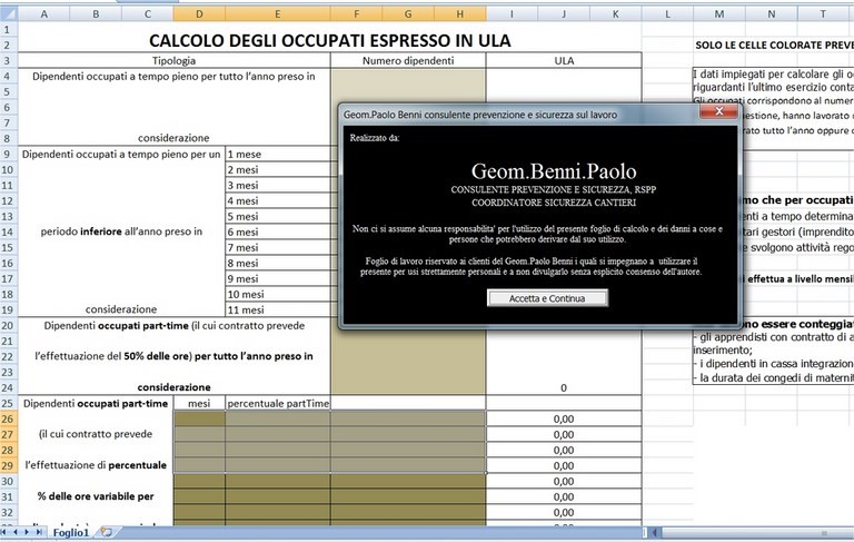 calcolo ula annue gratis in excel