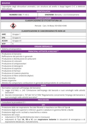 SCHEDE DEI PRINCIPALI CANCEROGENI E MUTAGENI IN AMBITO LAVORATIVO