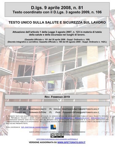 testo unico sicurezza Gennaio 2019